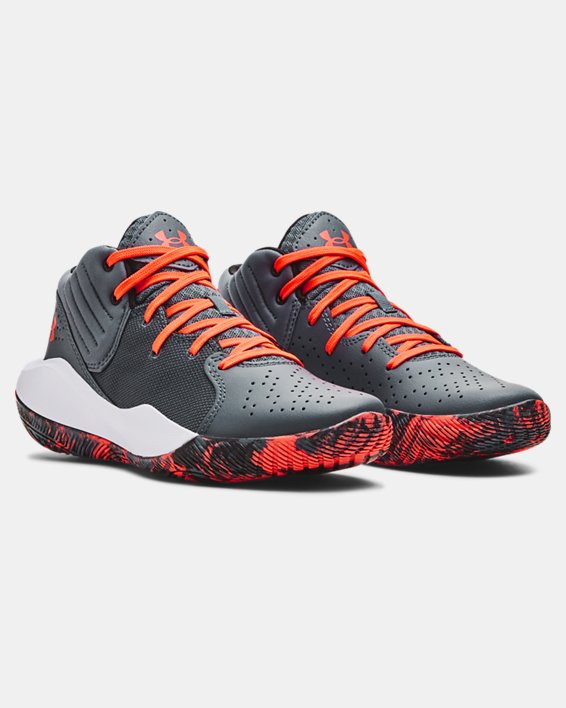 Grade School UA Jet '21 Basketball Shoes in Gray image number 3